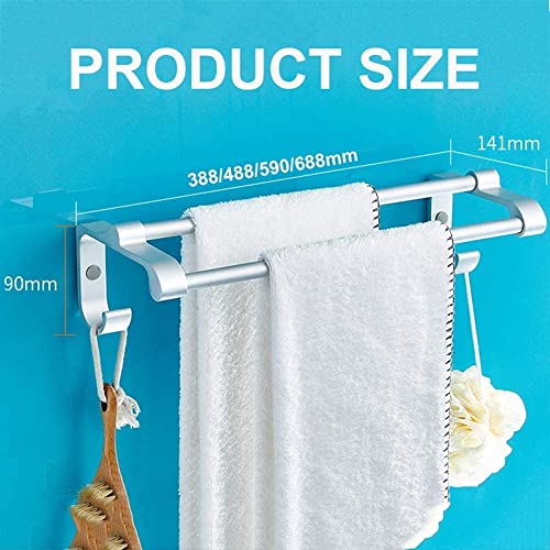 YIONEWIN Bathroom Towel Rack Towel Bar Space Aluminum Towel Rack Double Towel Bar Wall Mounted Towel Shelf Towel Storage Bath Towel Rail for Bathroom Kitchen Towel Holder Towel Rail(60cm)