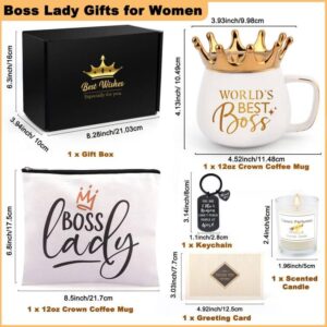 Boss Lady Gifts for Women, Boss Birthday Gifts for Her, Christmas Thank You Gifts for Boss Lady World’s Best Boss Coffee Mug, Make up Bag, Boss Appreciation Thanksgiving Gifts for Female Boss