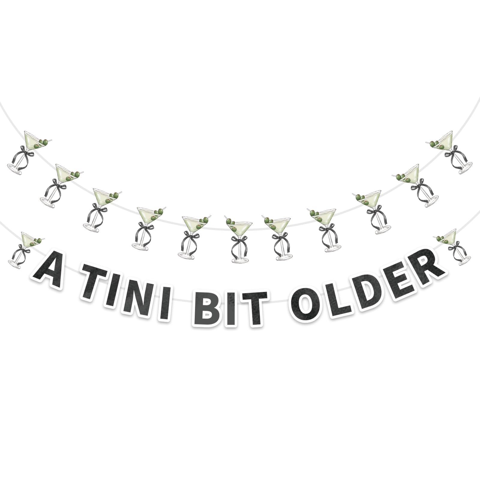 TaoBary A Tini Bit Older Banner Martini Themed Party Decorations Weenies and Tinis Party Bachelorette Party Bridal Shower Martini Trendy Birthday Party Green and Black Banner Party Garland, 2 Pcs