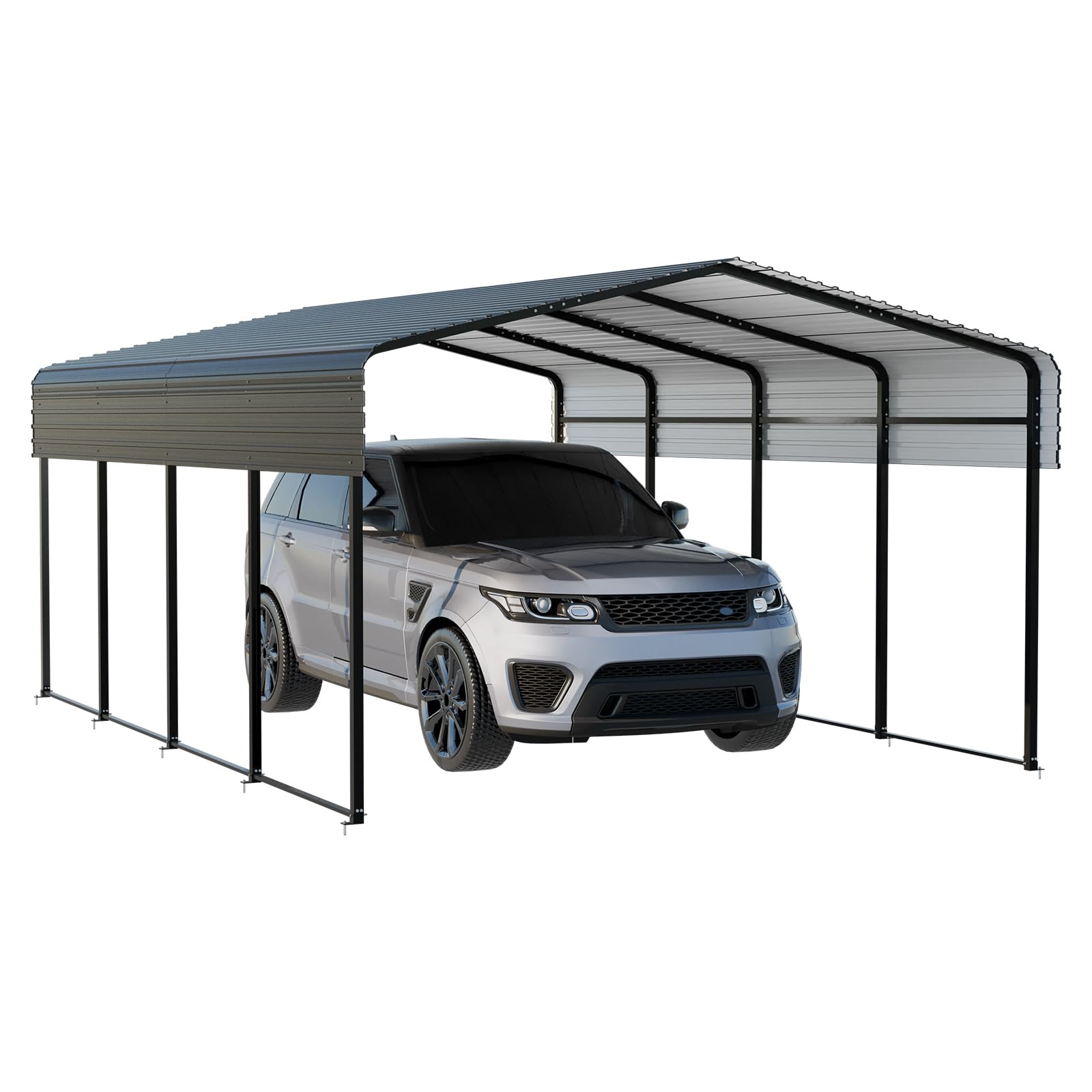 NUGRIART Metal Carport 13 x 20 FT with Heavy Duty Metal Frame & Galvanized Steel Roof, Metal Car Garage, Sturdy Canopy Shelter for Car, Truck, Pickup, SUV, Tractor, and Boat