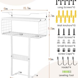 Towel Racks for Bathroom Wall Mounted - Bath Wall Towel Holder Set Above Toilet Storage, Rolled Towel Shelf Organizer for Small Bathroom All White, Wood Vertical Towel Rack for Bathroom Wall Decor