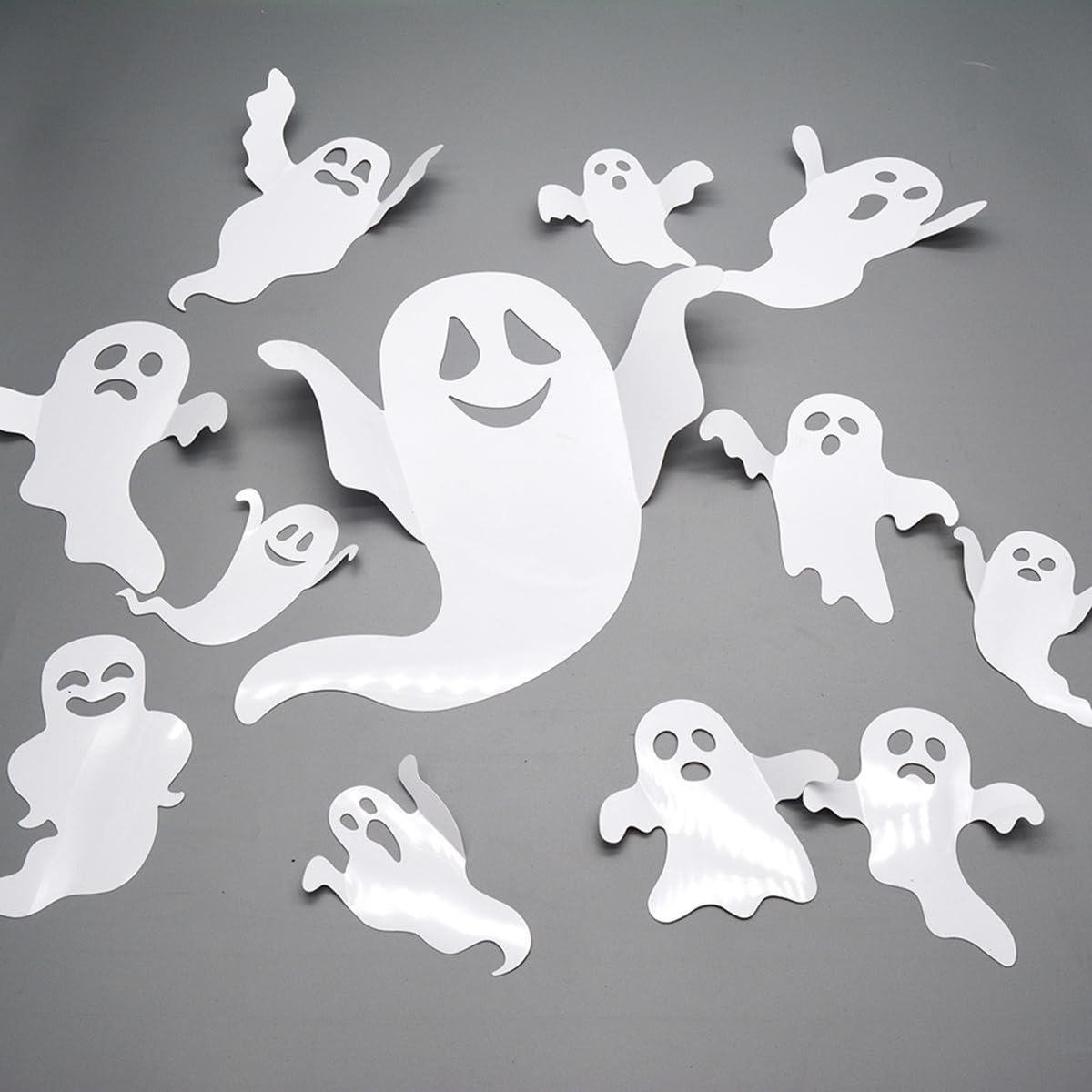 Ghost Wall Decor Stickers Halloween Wall Stickers Black Bat Spider White Ghost Wall Decoration Reusable Cute Ghost Wall Decals Holiday Wall Stickers for Room Home DIY Decor Charms 34Pcs