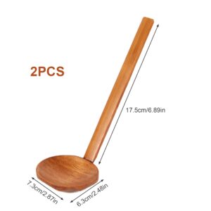 Long Handle Ramen Spoon Wooden Large Hot Pot Spoon Tortoise Drink Soup Spoons 2PCS, wooden hot pot spoon