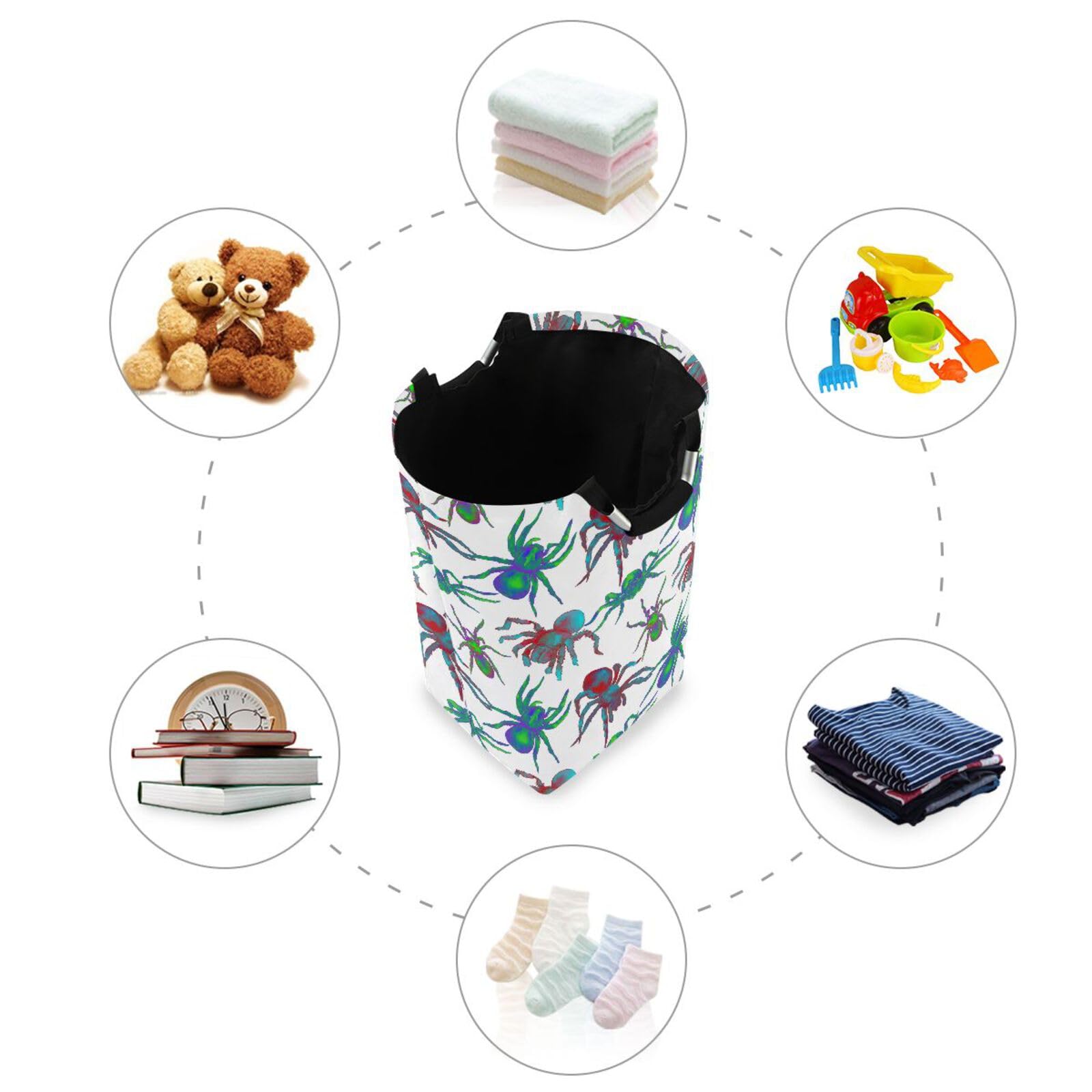 susiyo Exotic Tarantula Laundry Basket with Handles Large Storage Bin Collapsible Fabric Laundry Hamper Foldable Laundry Bag for Dirty Clothes Toy Bins Gift Baskets Bedroom Baby Nursery