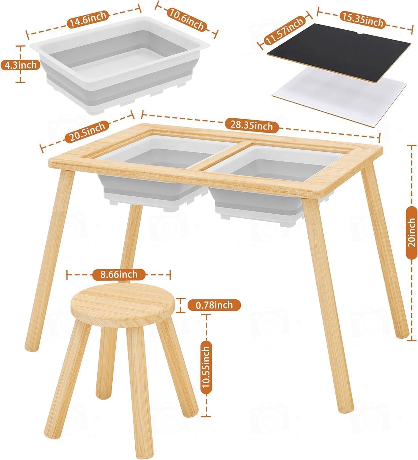 Beeneo Upgraded Sensory Table for Toddlers 1-3, Indoor Kids Toddler Sensory Table with 2 Storage Bins Writable Lids, Sensory Activity Table with Chairs, Play Sand Table for Boys and Girls