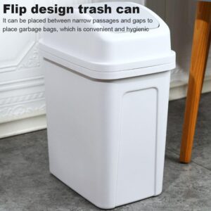 Generic 13 Gallon Kitchen Trash Can, 4 Colors Large Capacity Plastic Cream Style Trash Can with Lid, 2024 Upgraded Plastic Swing Top Trash Can with Sliding Lid, Bathroom Trash Can, White