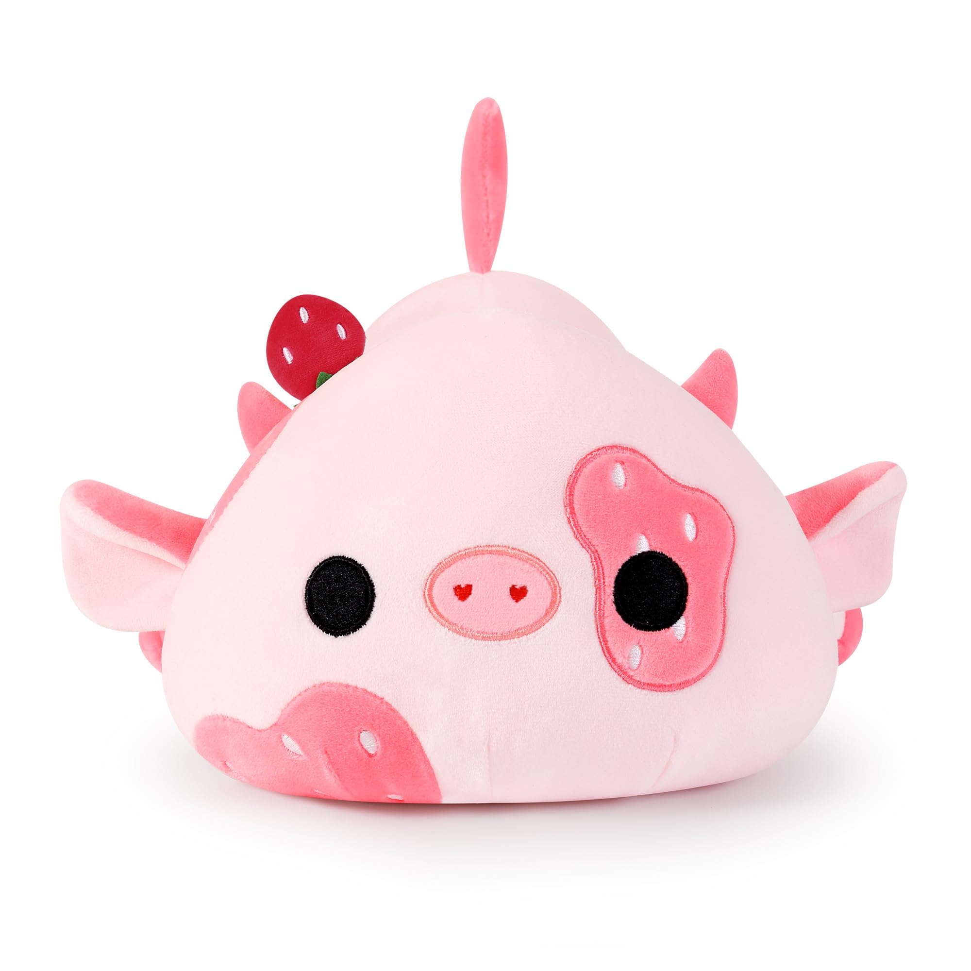 Onsoyours Weighted Cow Stuffed Animals, 3.3 lbs Weighted Strawberry Cow Plush Pillow Toy 20" Large Weighted Plushies for Kids