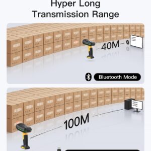 Inateck Industrial Barcode Scanner Bluetooth, 1D 2D QR Code Scanner Wireless with IP67 Waterproof and Dustproof, Handscanner with App & SDK, BCST-75