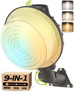 aulace barn lights outdoor 80w 60w 40w adjustable, 3000k 4000k 5000k changeable led barn light with timed dimming, 12000lm dusk to dawn outdoor light with photocell, barn light for security/sreet/yard