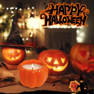 LA BELLEFÉE Pumpkin Scented Candle, Ceramic Pumpkin Shaped Candle, Fall Scented Candles, Natural Soy Candles Gifts for Harvest Decor, 7.4 oz Candle Gift Set for Thanksgiving, Halloween