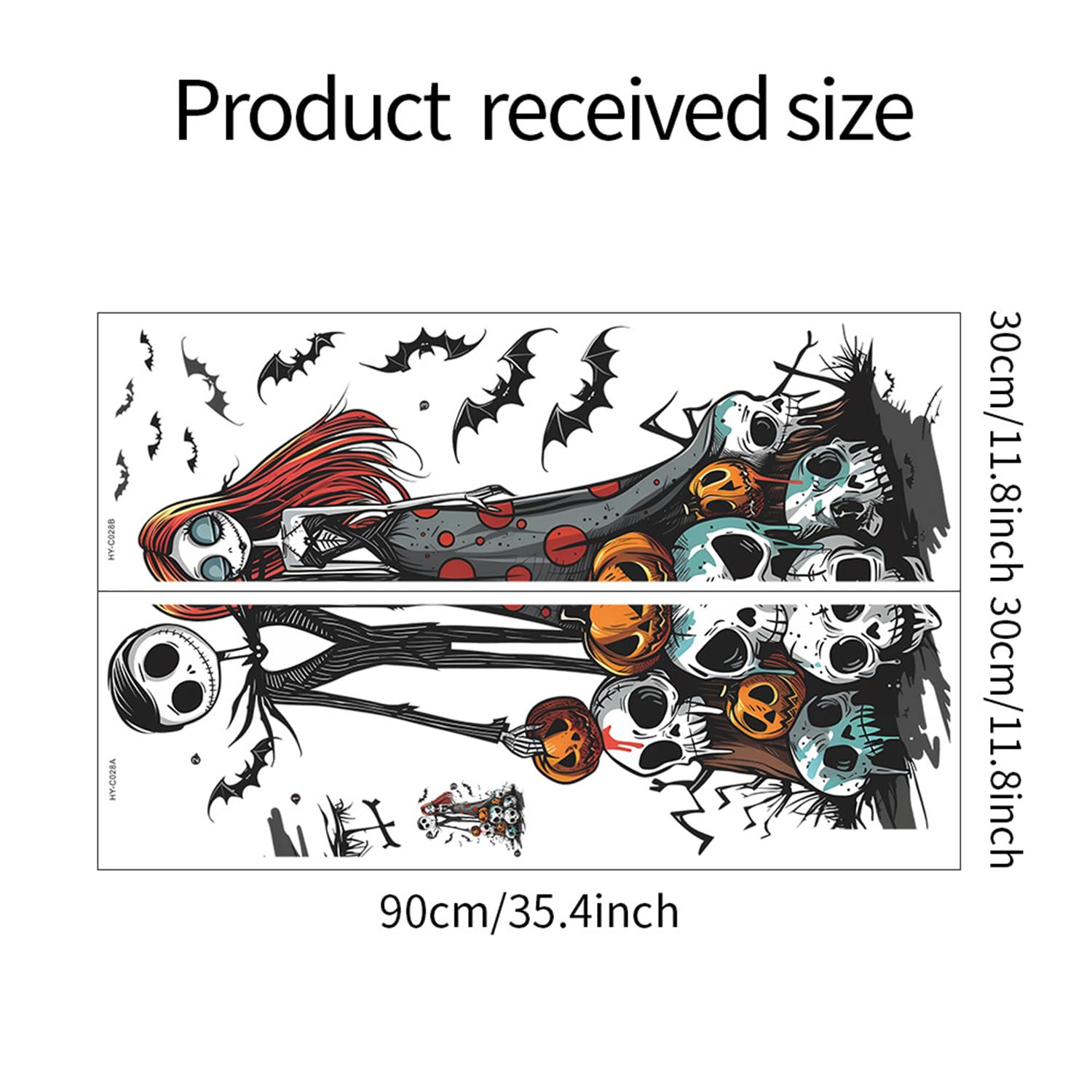 Generic Nightmare Before Christmas Wall Stickers Decals Horror Halloween Decoration Bat Pumpkin Skull Wall Clings for Halloween Party Home Office Classroom Wall DIY Wall Art Stickers Supplies, WW-173