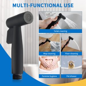 ASRCLOO Handheld Bidet Sprayer for Toilet, Hot and Cold Brass Rough-in Valve, Warm Water Handheld Bidet Attachment Set for Feminine, Pets and Baby Diaper Wash, Matte Black