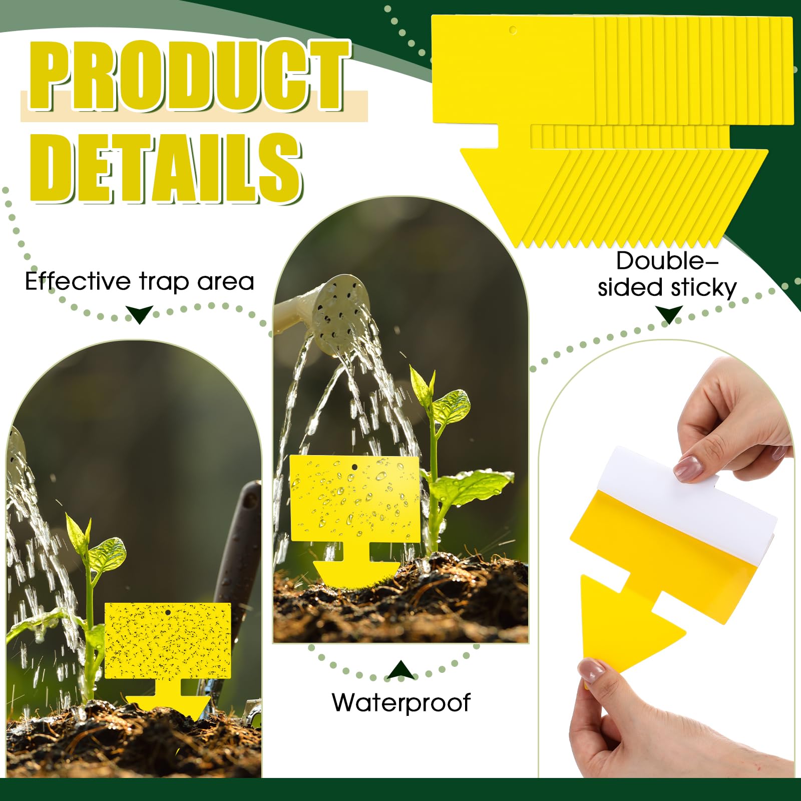 Qualirey 100 Pcs Fruit Fly Traps for Indoors Dual Sided Fungus Gnat Killer Yellow Sticky Bug Fly Trap Indoor for Outdoor Use House Kitchen Plants Mosquitos Whitefly Flying Insects Houseplant