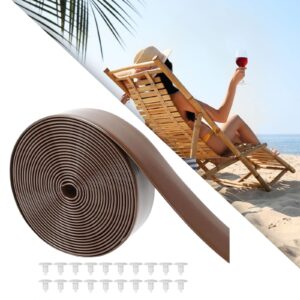 Generic 1.97" x 10 FT Vinyl Straps for Garden Chairs Beach Lounge Chairs with 20 Pcs Rivets - Simple Setup,Summer Patio Garden Furniture Lawn Chair Webbing Replacement, Coffee