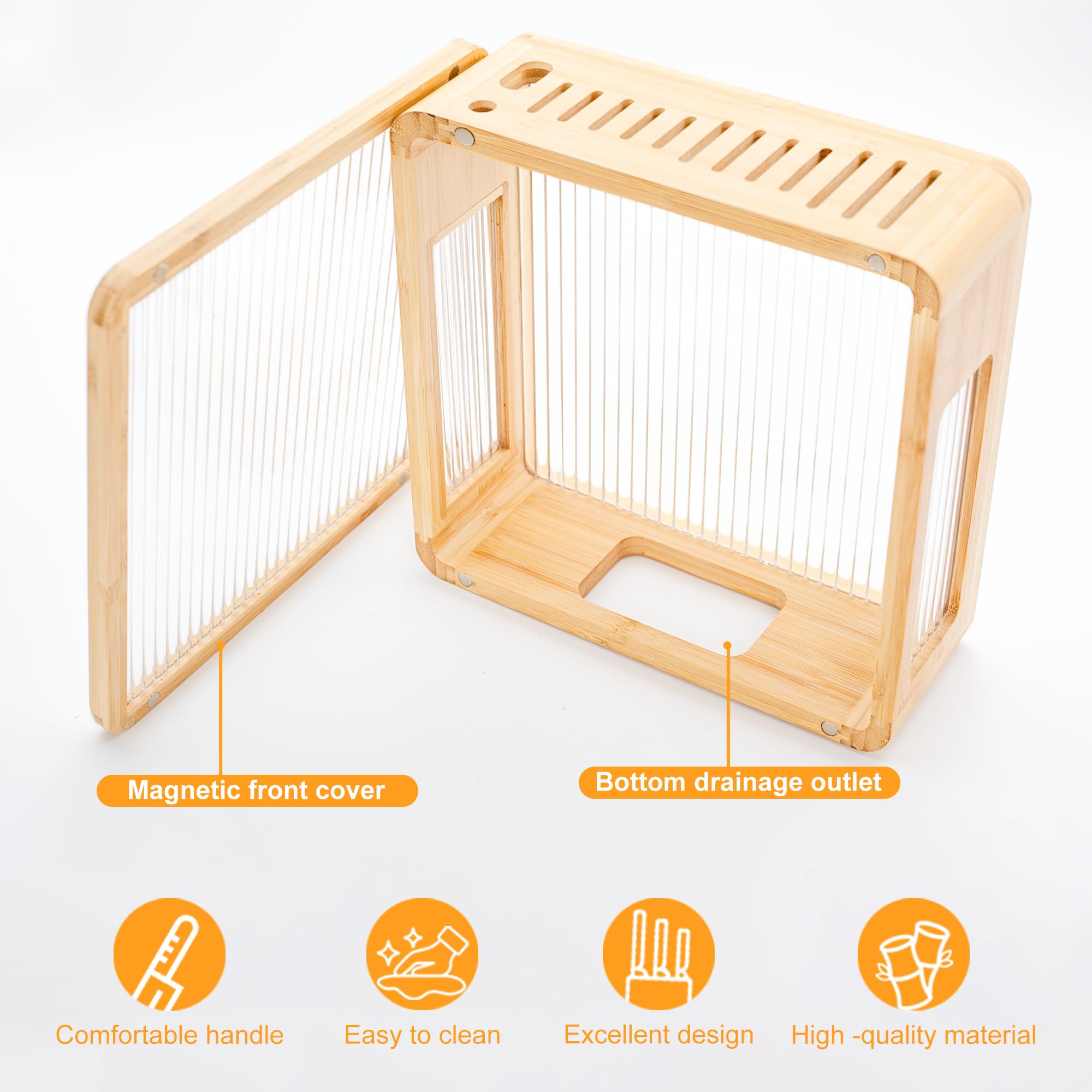 MinBoo Universal Knife Holder Bamboo Knife Storage Stand Knife Block Storage Stand Kitchen Counter Knife Block Holder without Knives Detachable Easy Cleaning