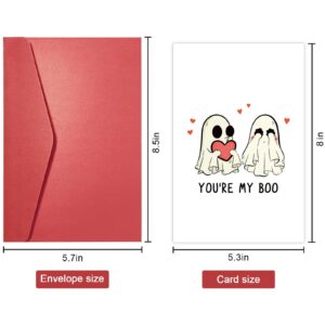 SuperShunhu Cute Halloween Card for Him Her, Romantic Anniversary Card for Partner, Ghost Pun Birthday Card for Boyfriend Girlfriend, Sweet Valentine's Day Card for Husband Wife