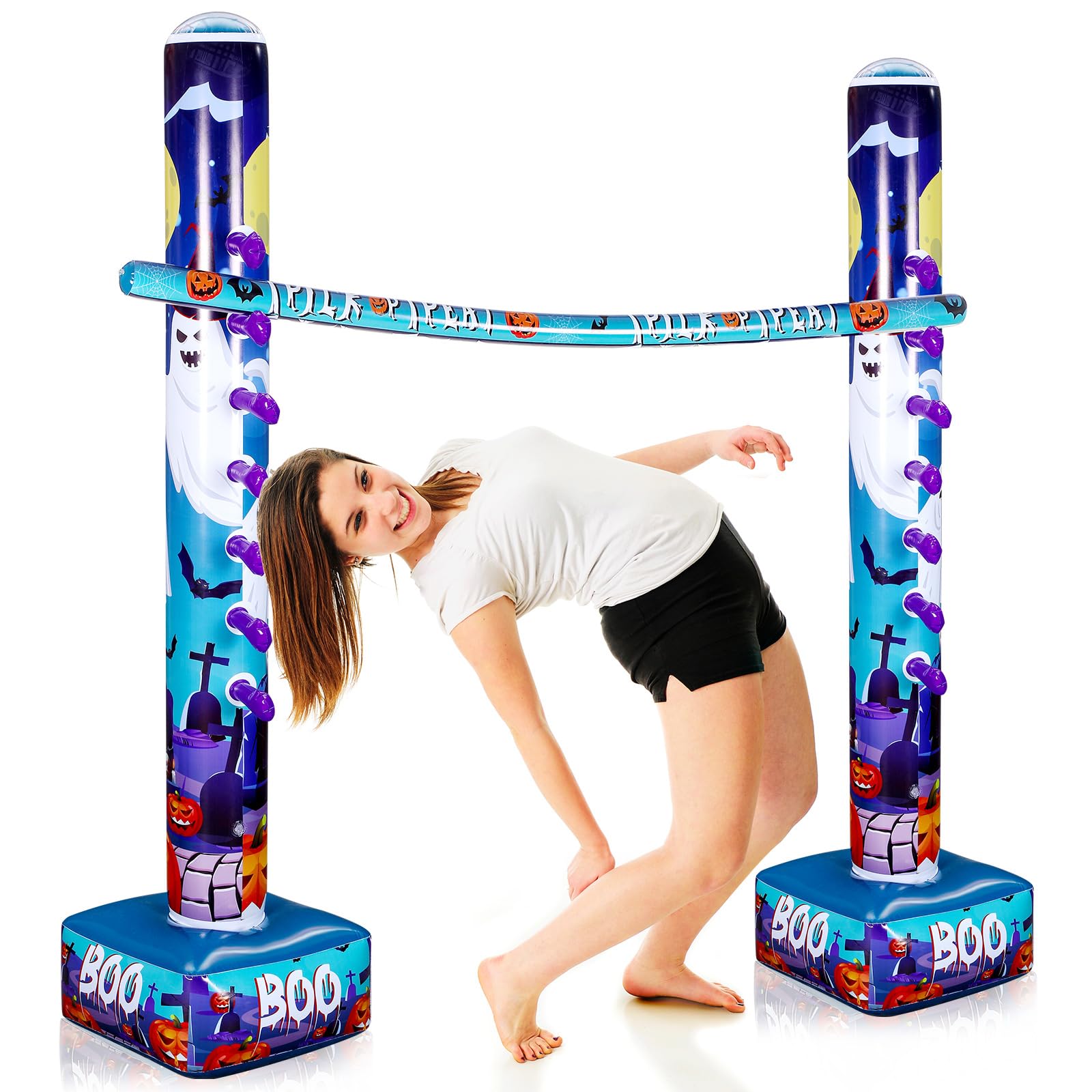 Seenelling Halloween Inflatable Limbo Game Halloween Party Carnival Limbo Stick Halloween Inflatable Game for Halloween Indoor Outdoor Lawn Yard Party Games Supplies(Ghost)