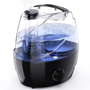 admettre cool mist humidifiers for bedroom with 2.2l water tank, 24 hours with whisper-quiet operation, adjustable 360° rotation nozzle, night light function, bpa free(black)