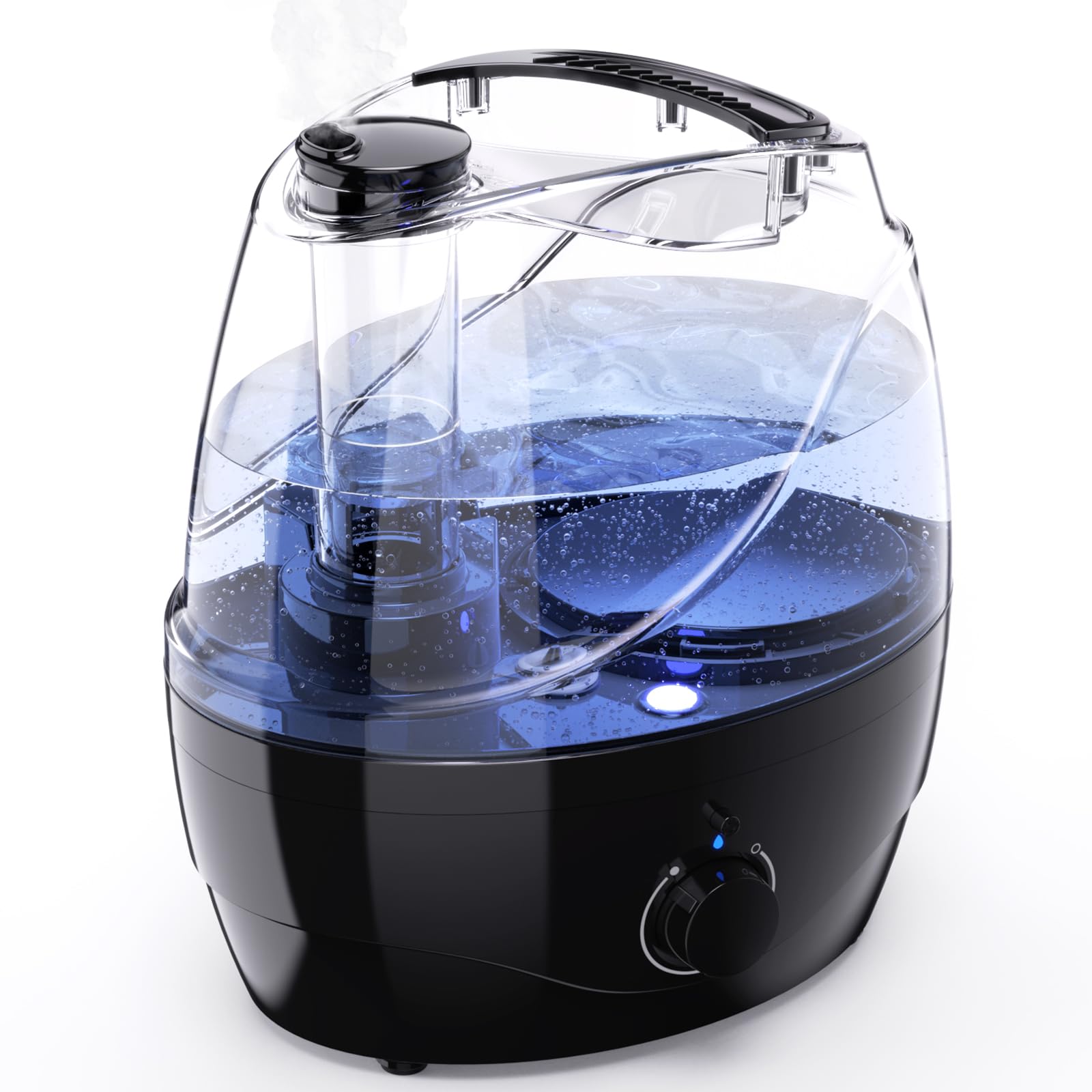 Admettre Cool Mist Humidifiers for bedroom with 2.2L Water Tank, 24 Hours with Whisper-Quiet Operation, Adjustable 360° Rotation Nozzle, Night Light Function, BPA Free(Black)