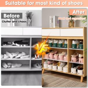 SummerVines 20 Pack Shoe Slot Organizer, Shoe Stacker Holders For A Pair Of Shoes, Adjustable Thickening Double Layer 50% Shoe Space Saver Rack Riser For Closet, White