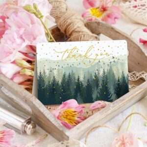 Artoid Mode 24 Pack Mountain Forest Thank You Cards Golden Polka Dot Greeting Cards Gift With Envelope Sticker Blank Note Cards for Birthday Wedding Baby Shower Bridal Shower, 4 x 6 Inch