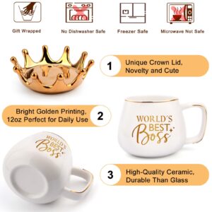 Boss Lady Gifts for Women, Boss Birthday Gifts for Her, Christmas Thank You Gifts for Boss Lady World’s Best Boss Coffee Mug, Make up Bag, Boss Appreciation Thanksgiving Gifts for Female Boss