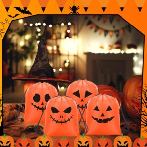 Bulyoou 32 Pcs Halloween Drawstring Backpacks Bulk Halloween Party Favor Bags Trick or Treat Bags Pumpkin Design String Sack Bags Halloween Party Favors Supplies Gift Wrap Bags