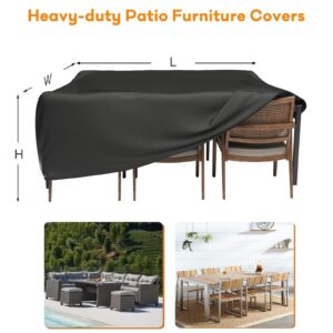 Waterproof Outdoor Furniture Covers,96x31x28in Patio Furniture Covers,Patio Table Cover with Upgraded Fastener Windproof Buckle Straps for Outdoor Sectional Sofa Set Wicker Rattan Table Chair-Black