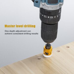 5 Pcs Countersink Drill Bit Set with Low Friction Depth Stop, HSS M2 Bits Tapered Head 1/8" 9/64" 5/32" Drill+3/8” 82° Counter-Bore,11/64" 3/16" Drill+ 1/2" 82° Counter Bore,1/4” Hex Shank(Yellow)