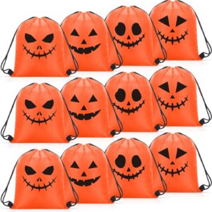 bulyoou 32 pcs halloween drawstring backpacks bulk halloween party favor bags trick or treat bags pumpkin design string sack bags halloween party favors supplies gift wrap bags