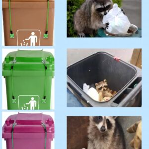 PIYAU Stainless Steel Rope+ PVC Trash Can Lid Locks (2), Garbage Trash Can Locks for Bear Animals Proof, Prevent Being Blown Over by The Wind