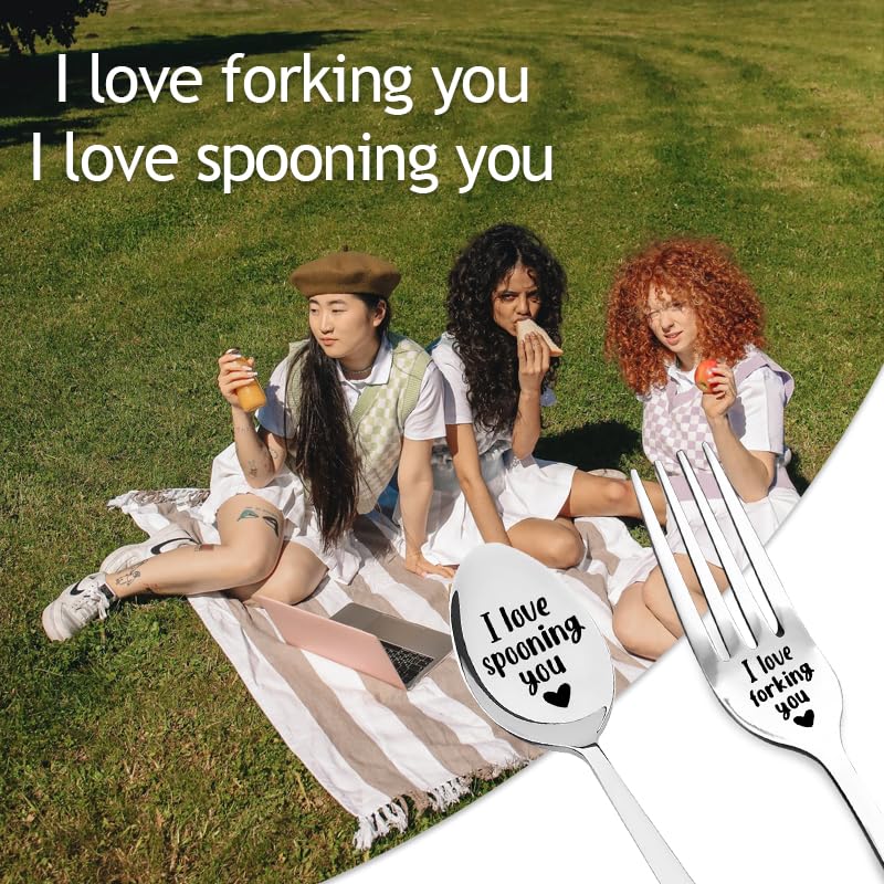 I Love Forking Sponning You Fork and Spoon Set Girlfriend Boyfriend Christmas Gifts for Wife Husband Anniversary Birthday Gift for Fiance Fiancee Engagement Wedding Gifts for Him Her I Love You Gift