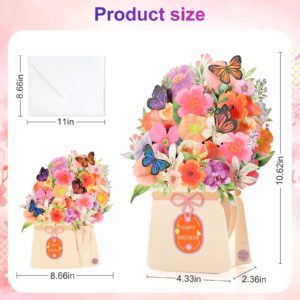 Yinqing Birthday Cards, Light and Music Happy Birthday Card, Lily and Butterflies, 10 Inch Life Sized Forever Flower Bouquet 3D Pop Up Birthday Gift Card for Women Wife Mom Daughter Sister