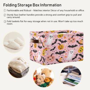 Kigai 2 PCS Storage Basket Halloween Boo Waterproof Foldable Canvas Storage Bin Laundry Basket Toy Clothes Organizer for Nursery Closet Shelf Office