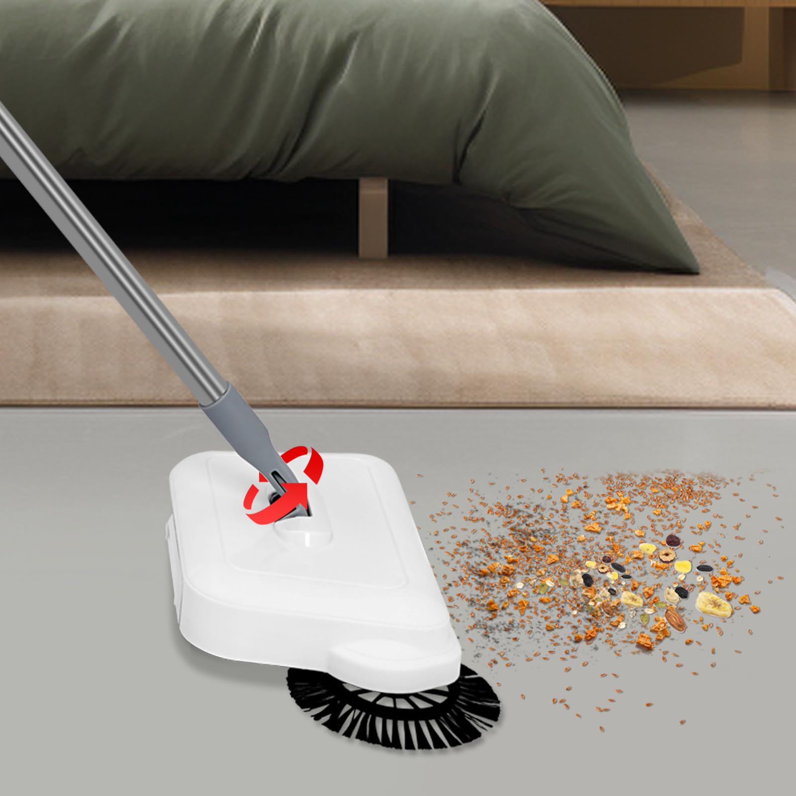 QUSKLISU Hand Push Floor Sweeping Machine, Manual Non Electric Carpet Sweeper, 200mm Sweeping Path, 300ml Bin Capacity with Comb for Home, Office, Carpets, Hardwood, Wooden Floors, Laminate