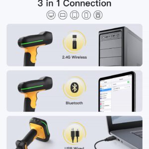 Inateck Industrial Barcode Scanner Bluetooth, 1D 2D QR Code Scanner Wireless with IP67 Waterproof and Dustproof, Handscanner with App & SDK, BCST-75