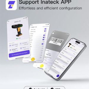 Inateck Industrial Barcode Scanner Bluetooth, 1D 2D QR Code Scanner Wireless with IP67 Waterproof and Dustproof, Handscanner with App & SDK, BCST-75