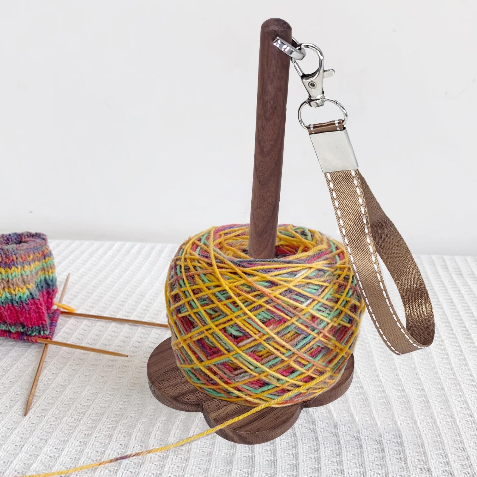 Tshiwort Yarn Holder for Crocheting, Wrist Yarn Holder with Wristband, Wooden Yarn Organizer Storage for Crochet, Yarn Spinner Knitting Supplies Crocheting Gift for Craft Lover