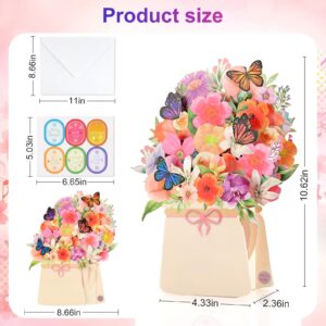 LIGHTS & MUSIC DIY Pop Up Cards, THANK YOU, BEST WISH, CONGRATS, GET WELL SOON, JUST FOR YOU, I LOVE YOU, 10'' Lily and Butterflies Flower Bouquet 3D Greeting Cards for Women Wife Mom Sister Friend