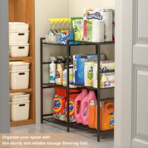 6-Tier Small Garage Shelf, Utility Garage Shelving Units and Storage, Heavy Duty Wire Shelving Metal Storage Shelves, Standing Shelf for Pantry, Laundry Room, Kitchen 34.72"L x 12.63"W x 30.94"H Black