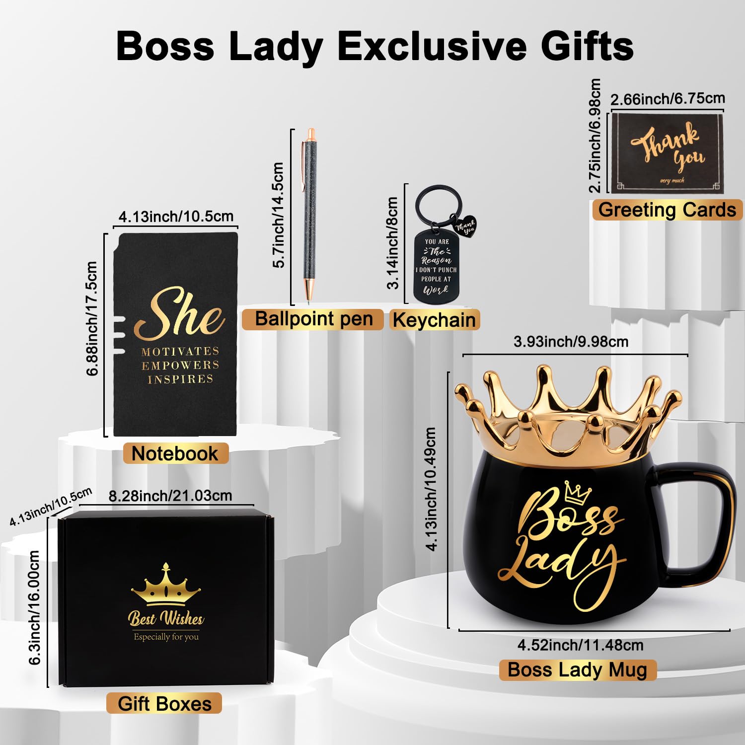 Christmas Gift for Women, Boss Lady Gifts for Women, Employee Appreciation Gifts with Coffee Mugs, Ballpoint Pen, Keychain, Thank You Card, Graduation Christmas Work Anniversary Coworker Gift