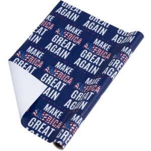 ruspepa wrapping paper roll - mini roll - make america great again navy pattern great for birthday, holiday and party - 17 inches x 9.8 feet