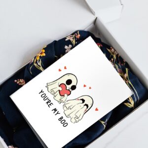 SuperShunhu Cute Halloween Card for Him Her, Romantic Anniversary Card for Partner, Ghost Pun Birthday Card for Boyfriend Girlfriend, Sweet Valentine's Day Card for Husband Wife