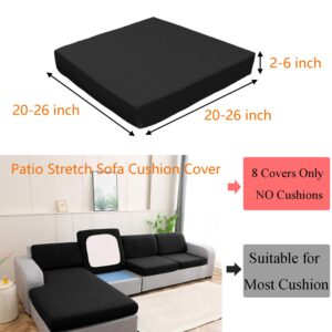 FLYMEI 8Pcs Patio Stretch Cushion Cover Outdoor Cushion Cover Replacement Patio Sofa Couch Slipcovers Chair Seat Cover with Elastic Bottom, Black