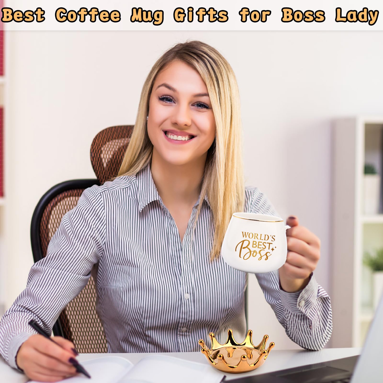 Boss Lady Gifts for Women, Boss Birthday Gifts for Her, Christmas Thank You Gifts for Boss Lady World’s Best Boss Coffee Mug, Make up Bag, Boss Appreciation Thanksgiving Gifts for Female Boss