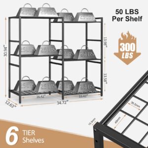 6-Tier Small Garage Shelf, Utility Garage Shelving Units and Storage, Heavy Duty Wire Shelving Metal Storage Shelves, Standing Shelf for Pantry, Laundry Room, Kitchen 34.72"L x 12.63"W x 30.94"H Black