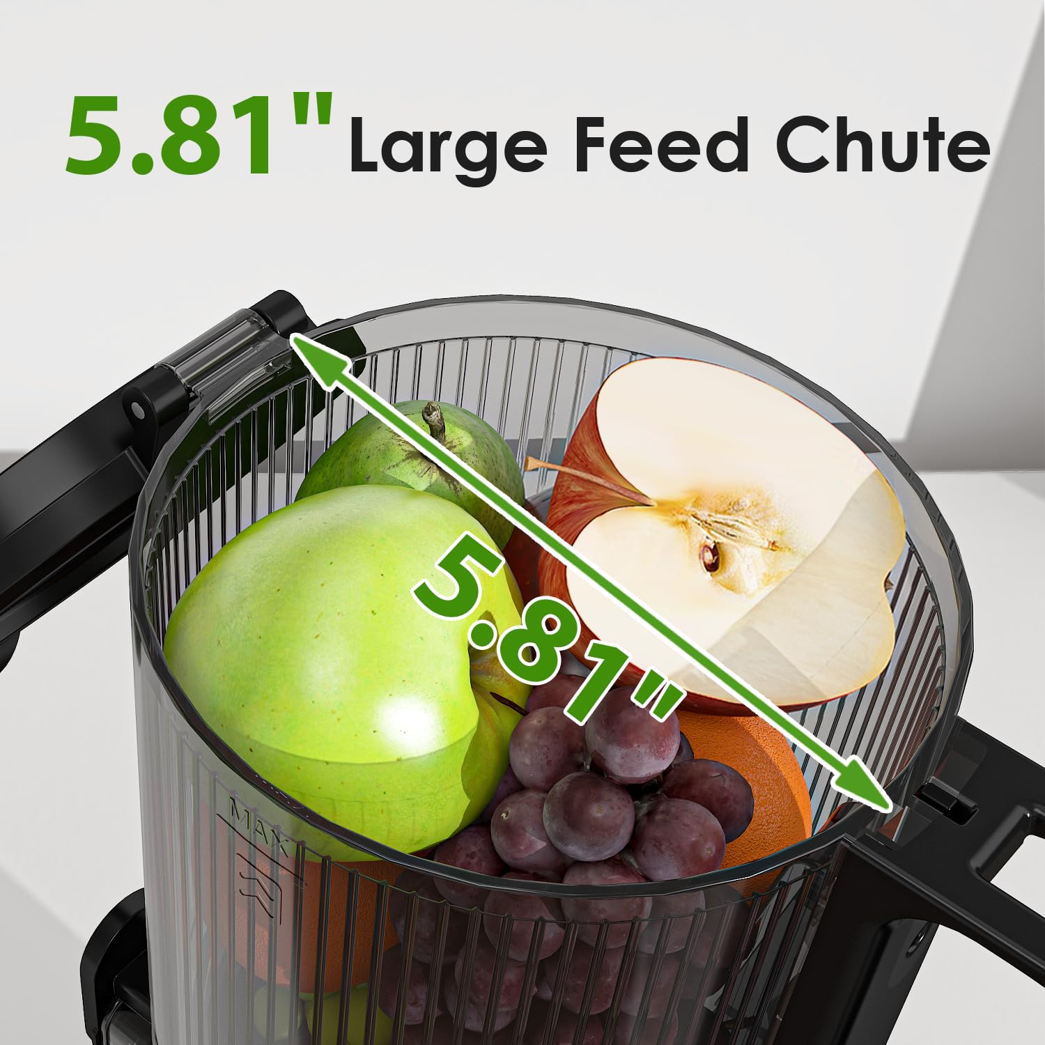 Cold Press Juicer, 5.81" 80oz Feed Chute Juicer, 350w Slow Masticating Juicer with 42oz Integrated Pulp Cup, Juicer Machines for Whole Vegetables and Fruits