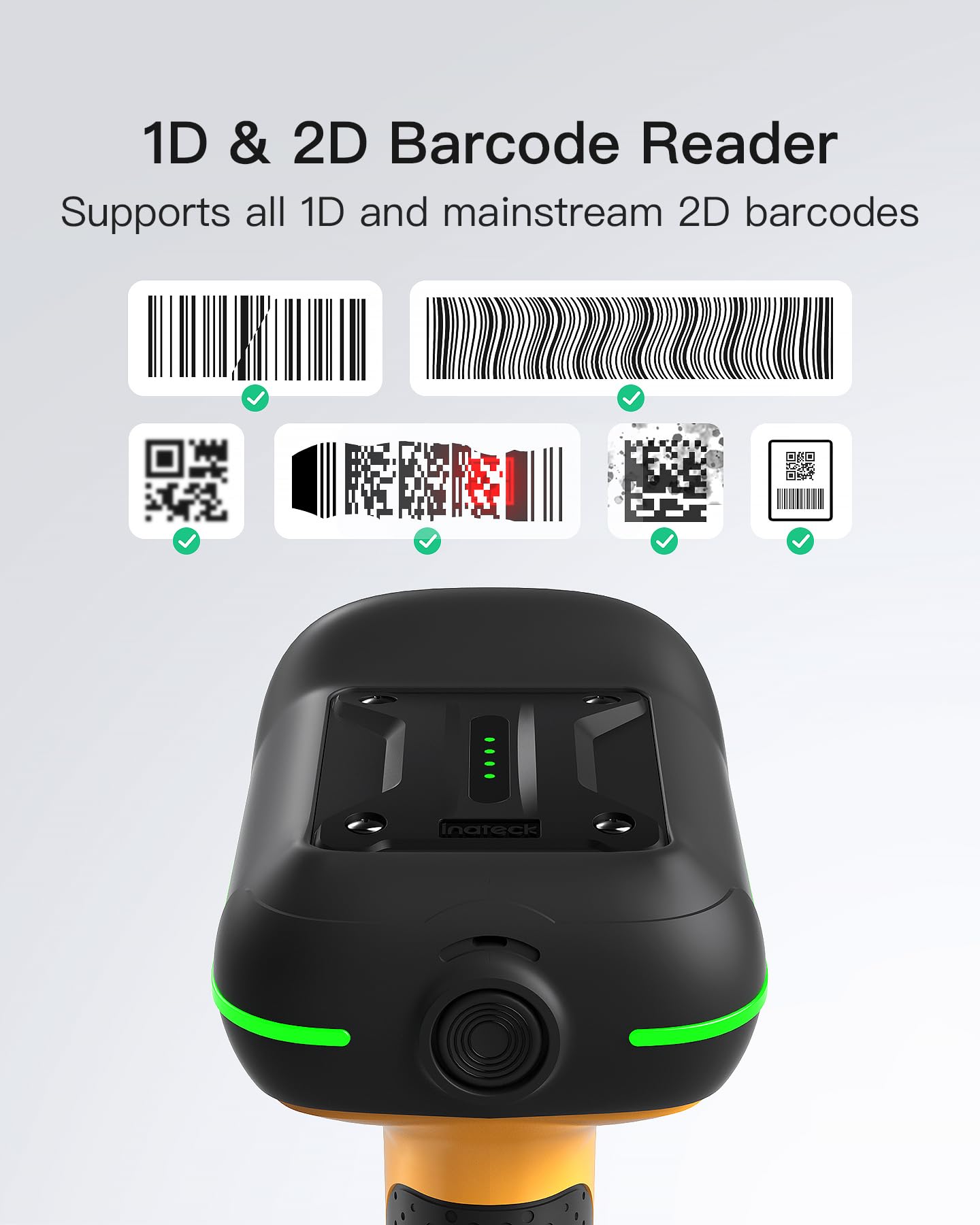 Inateck Industrial Barcode Scanner Bluetooth, 1D 2D QR Code Scanner Wireless with IP67 Waterproof and Dustproof, Handscanner with App & SDK, BCST-75