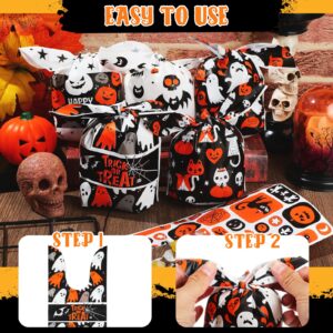 Watersay 300 Pcs Halloween Christmas Treat Bags, 6 Style Small Christmas Halloween Bags Candy Bags Cute Rabbit Ear Halloween Christmas Goodie Cookie Bags for Party Gift(Orange,Pumpkin)