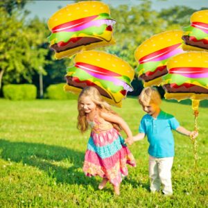 4PCS Hamburger Balloons Foil Aluminum Balloon Birthday Party Decorations for Baby Shower Kids Snacks Themed Party Supplies for Girl Boy